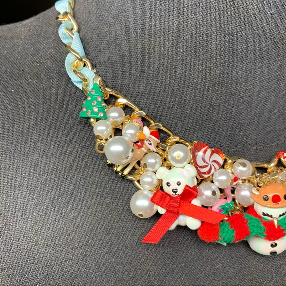 New Betsey Johnson Baubble Bid Holiday Necklace Faux Pearl Charm Christmas - Picture 4 of 9